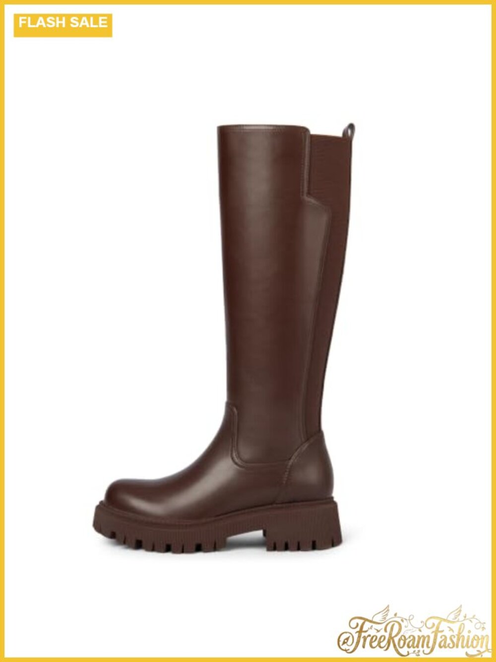 Womens Low Block Heel Platform Knee High Boots Faux Leather Side Zipper